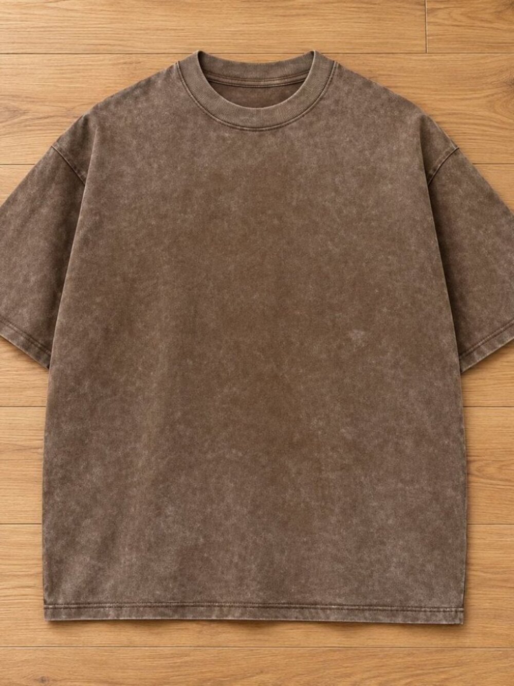 Brown washed boxy tee - oversized faded vintage wash blank t-shirt